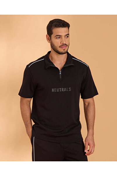 REDTAG تي شيرت رجالي أسود مزين للراحة