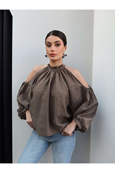 ESRAHELVACI Μπλούζα Shirred Off-the-Shoulder