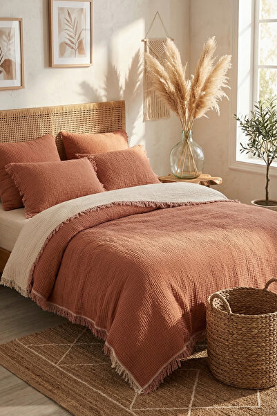 morlina home 100% Cotton 4 Layer Muslin Double Bedspread Sofa Cover Tv Blanke...
