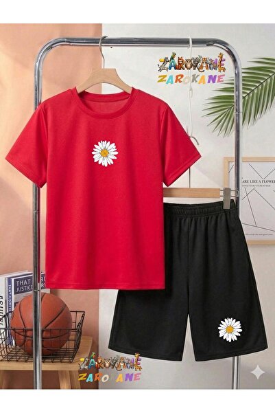 ZAROKANE Tek Papatya Printed Top and Shorts/T-Shirt Two-Piece Summer Children...