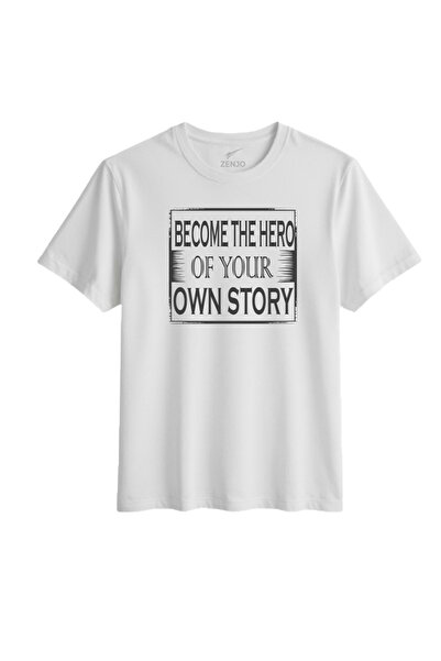 Unisex "BECOME THE HERO" Motivasyon Serisi 24/1 Premium Pamuklu T-Shirt
