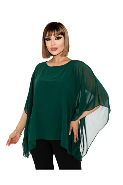 rotop Occasional Blouse in Veil, with Butterfly Sleeves, Green color