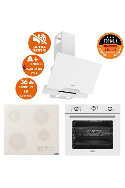 AFM tech Ferre ve Marka RALEO Ultra Sessiz Elekt Vitro Beyaz Ankastre Set( D0...