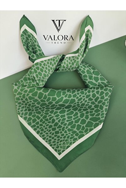 Valora Trend Timsah Desenli Saten Bandana - Lüks Yeşil & Crocodile Doku