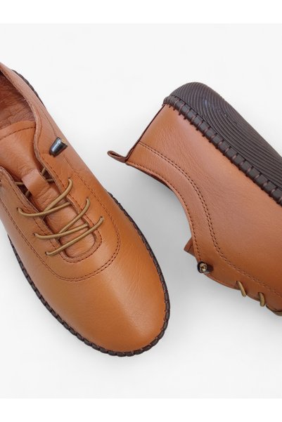 Shade ayakkabı Genuine Leather Comfort Tan Women's Shoes 2023