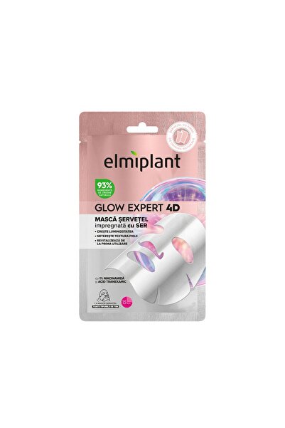 ELMIPLANT Μάσκα Προσώπου σε Φύλλο, Ελμιπλαντ, Glow Expert 4D Εμποτισμένη με Ο...