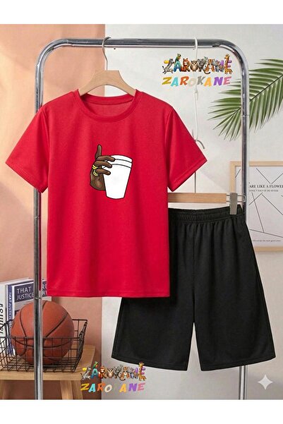 ZAROKANE Cup Printed Top and Shorts/T-Shirt Summer Children's Two-Piece Set