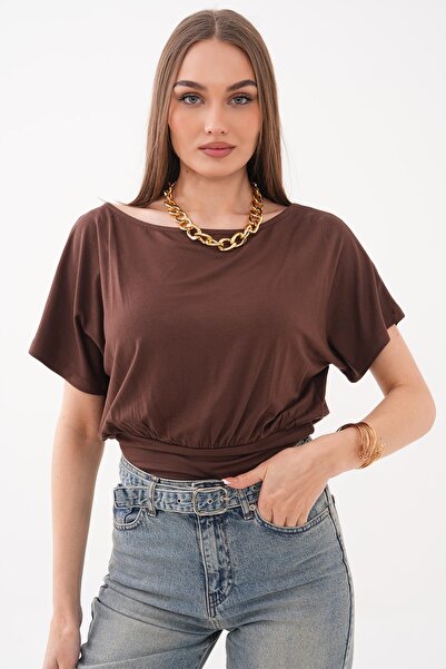 ŞİMAL Women's Short Sleeve Boat Neck Blouse 260484