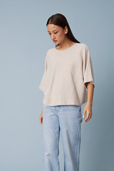 Nisan Tricot Sweater with Lace Detail