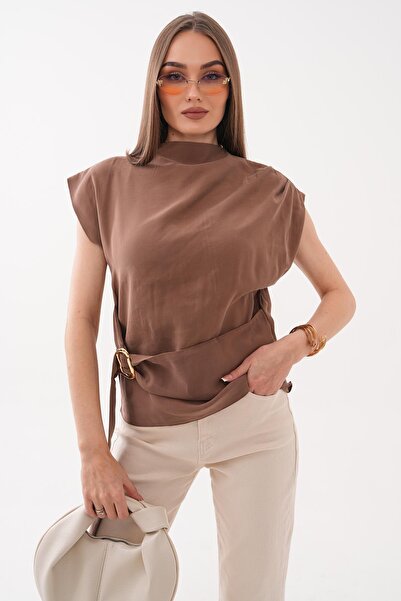 ŞİMAL Women's Belted Sleeveless Blouse 260497