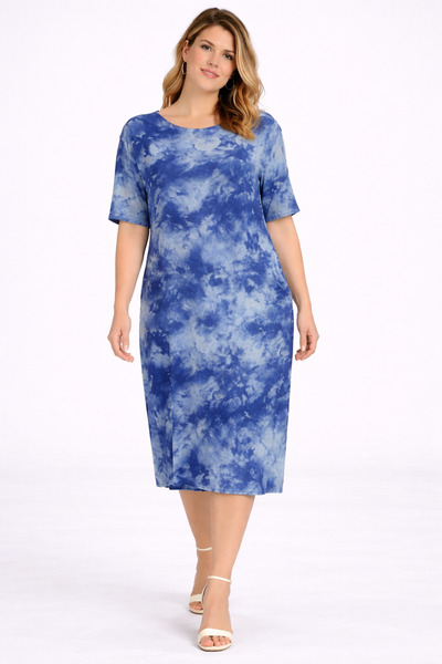 Şans Γυναικείο φόρεμα μεγάλου μεγέθους σε μπλε χρώμα, με σχέδιο μπατίκ από βι...