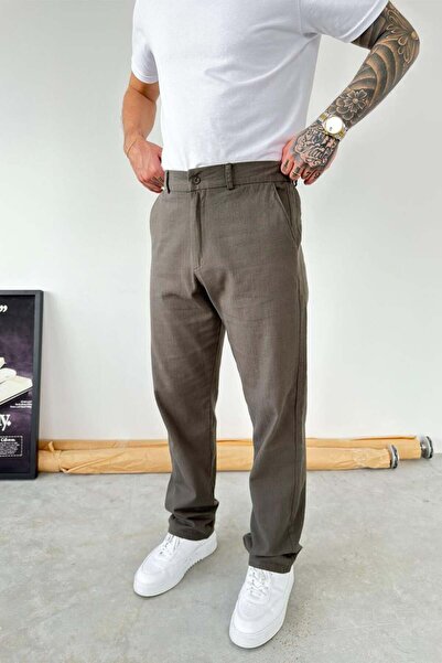 HAFKAGİYİM Yeşil Baggy Keten Pantolon
