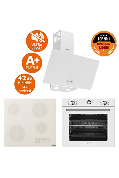 AFM tech ve Ferre Marka /LUCA Sessiz Elektrik Vitro. Beyaz Ankastre Set (D087...