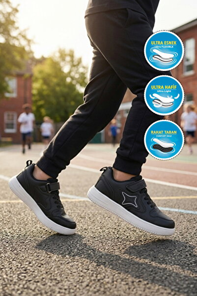 Cool ŠIROKA KROJNICA Crne Velcro Lagane Unisex Dječje Sportske Cipele Eldon F
