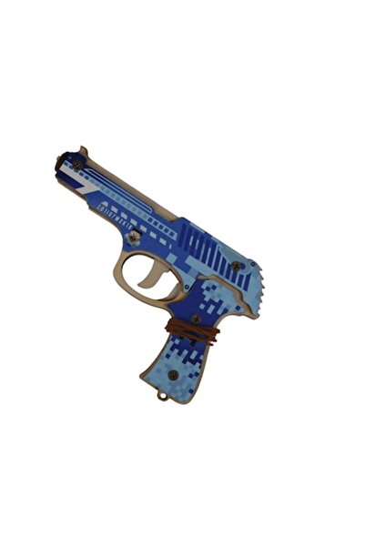 LimArt Pistol elastic din lemn pentru copii, design camuflaj pixelat digital