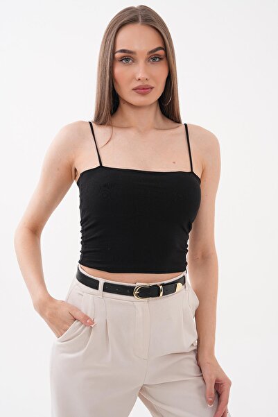 ŞİMAL Women's Rope Strap Gloplu Crop Athlete Top 260462 -