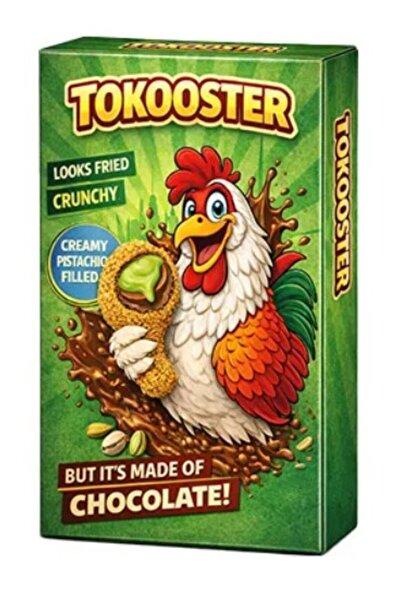 Tokoo Tavuk Budu Görünümlü Beyaz Çikolata ve Kadayıf Kaplanmış Antep Fıstıklı Krema Dolgulu Sütlü Çikolata 60 Gr
