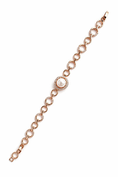Leo'Stone Xuping Rose Gold Pearl Detailed Zircon Stone Circle Chain Women's S...