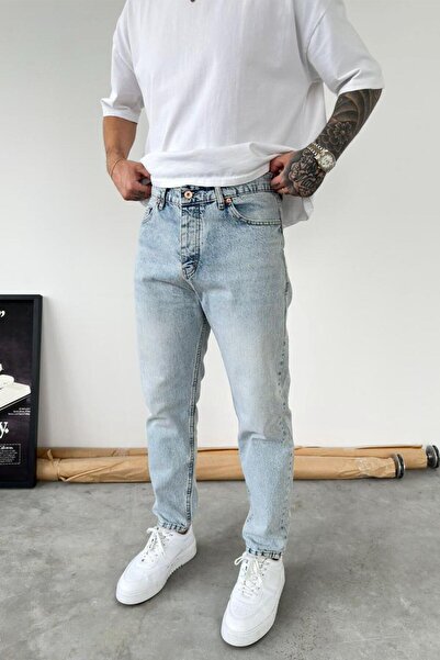 HAFKAGİYİM Αντικέ παντελόνι Boyfriend σε απαλό ντεγκραντέ χρώμα Ice Blue