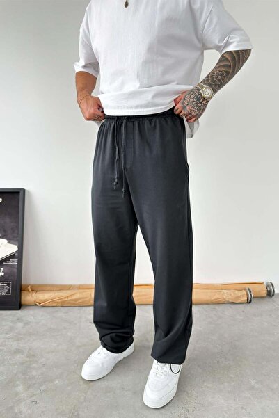 HAFKAGİYİM Μαύρη φαρδιά αθλητική φόρμα με πώμα στα πόδια και δυνατότητα πλύσης