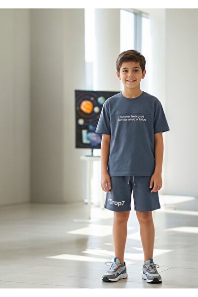 İray Σετ σορτς για αγόρια, καλοκαιρινό βαμβακερό μπλουζάκι και σορτς με στάμπ...