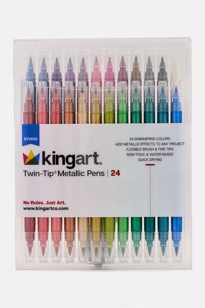Kingart 24 قطعة من الأقلام المعدنية ذات الطرف المزدوج، متعددة الألوان