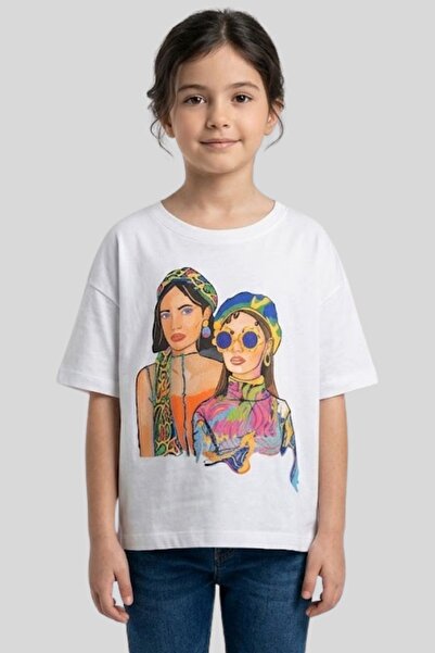 ww waka waka kids store Κοριτσίστικο μπλουζάκι με στάμπα εικονογράφησης, λευκ...