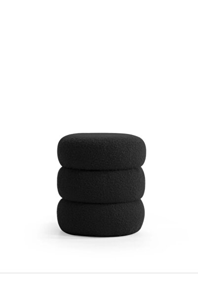 elissa home Bukle Puf Teddy Kumaş Boum Puf - Siyah