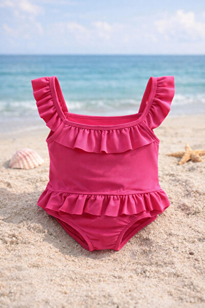 mini kanka Σετ μπικίνι για κορίτσια με βολάν και ροζ σχέδιο, καλοκαιρινό μαγι...