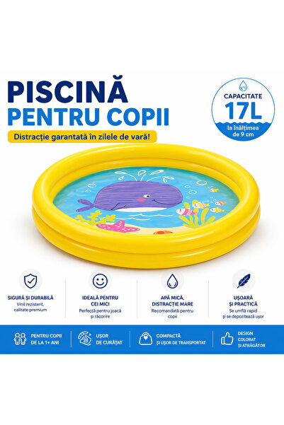 Intex Φουσκωτή Πισίνα για Παιδιά, 61x15 εκ., 17 λίτρα, Ανθεκτικό Βινύλιο, Σχέ...