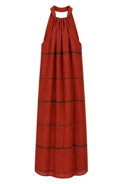 HAZELANNA Πορτοκαλί φόρεμα με σχέδιο και λαιμόκοψη halter