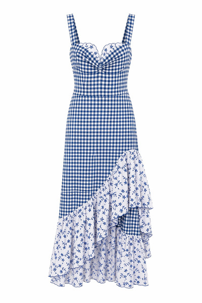 HAZELANNA Ασύμμετρο φόρεμα με λεπτομέρεια βολάν σε μπλε χρώμα