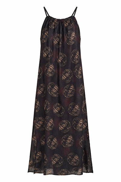 HAZELANNA Φόρεμα με λαιμόκοψη halter, σχέδιο καρυδιάς, σε καφέ απόχρωση