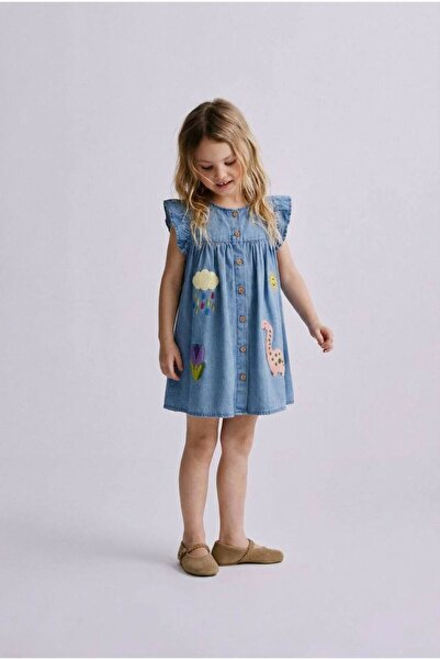 sobekidstore LACİEL KIZ ÇOCUK DENİM ELBİSE(TAM KALIP)