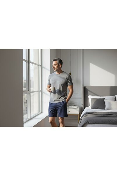 CLOVER JEWELRY Men's Short Sleeve Shorts Pajama Set