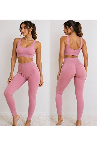 DOCA SOFT PEMBE U YAKA BÜSTİYER PUSH UP TAYT TAKIM