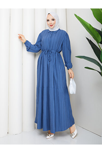 TOKARİS TEKSTİL Γυναικείο φόρεμα τουνίλ με γιακά και κουμπιά