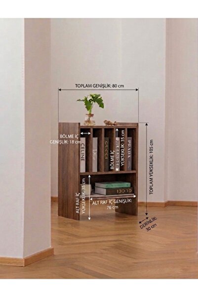 Gafhaus Modern çizgili çok bölmeli kitaplık /dergilik/ gazetelik
