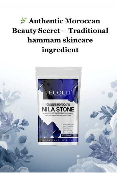 TECOLLI Moroccan Desert Nila Stone Block, Natural Blue Traditional Beauty Treatment for Face and Body,100g