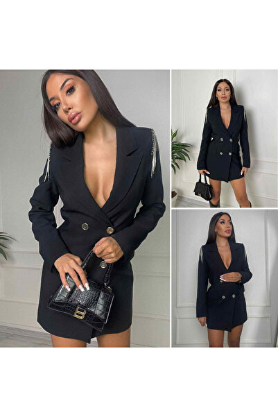 Sienna Fashion Μαύρο φόρεμα-μπλέιζερ