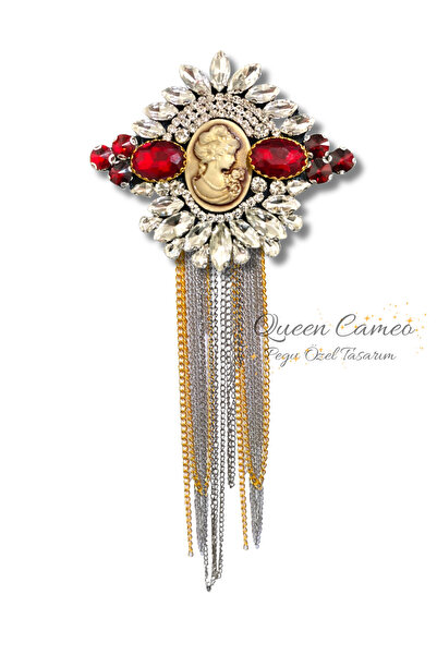pegu baby collection KRALİÇE CAMEO ÖZEL SERİ GÜMÜŞ TAŞLI EL YAPIMI BROŞ , İĞN...