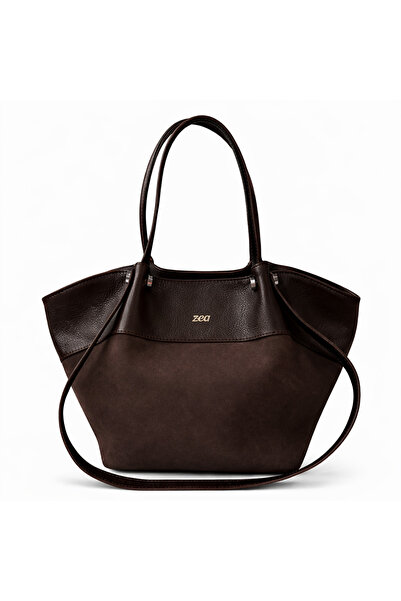 OEM Geantă Urban Shopper din piele întoarsă maro - Fabricată în România