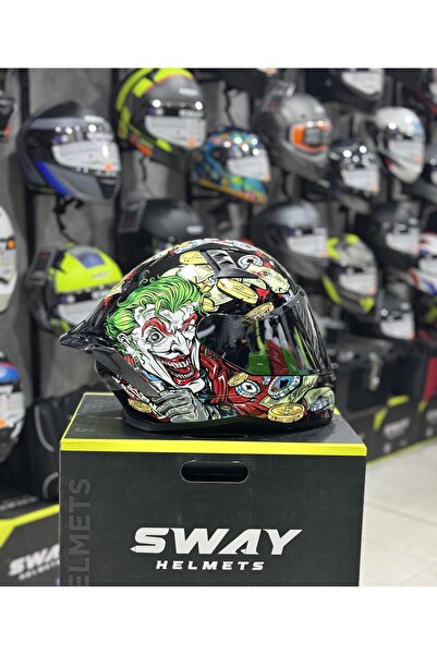 Sway Joker Siyah Double Vizör Full Face Kask Ece 22.06 ABS Güvenlik