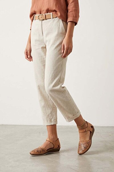 Beety 26BY67.26019C Γυναικεία φλατ σανδάλια από γνήσιο δέρμα καφέ