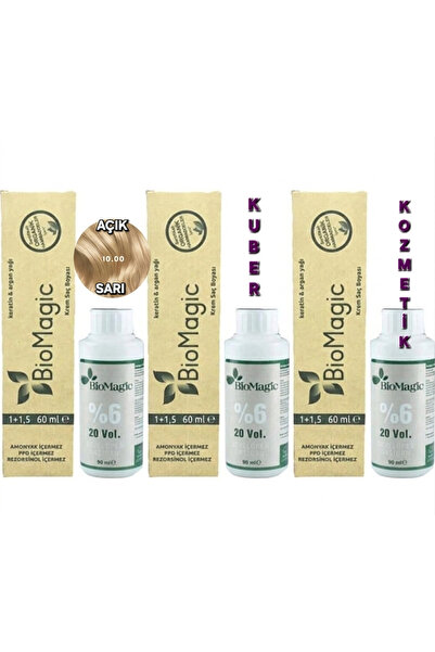 BIOMAGIC 10.00 Açık Sarı Organik İçerikli Amonyaksız Kalıcı Saç Boyası 3Boya+...