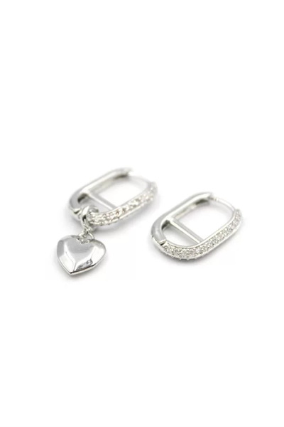 Generic Brand Heart Dangle Earrings - Silver