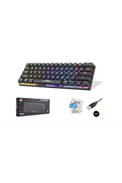 Ahlas Hadron G509B Kablolu Oyuncu Mini Klavye Mekanik Blue Switch Rgb Q Siyah