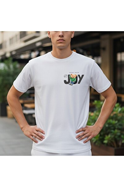 URBANTRENDSTORE Unisex Joy Holiday Simple Basic Summer White Tshirt Oversize ...