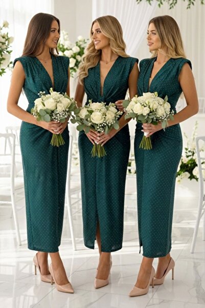 FashionForYou Σετ 3 τεμαχίων: Βραδινό φόρεμα με βαθύ ντεκολτέ, JHOSY, Σκούρο ...