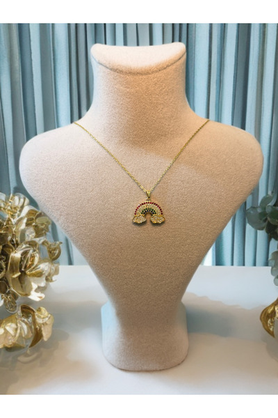 Melanj Craft Shiny Steel Necklace with Rainbow Symbol - Silver
